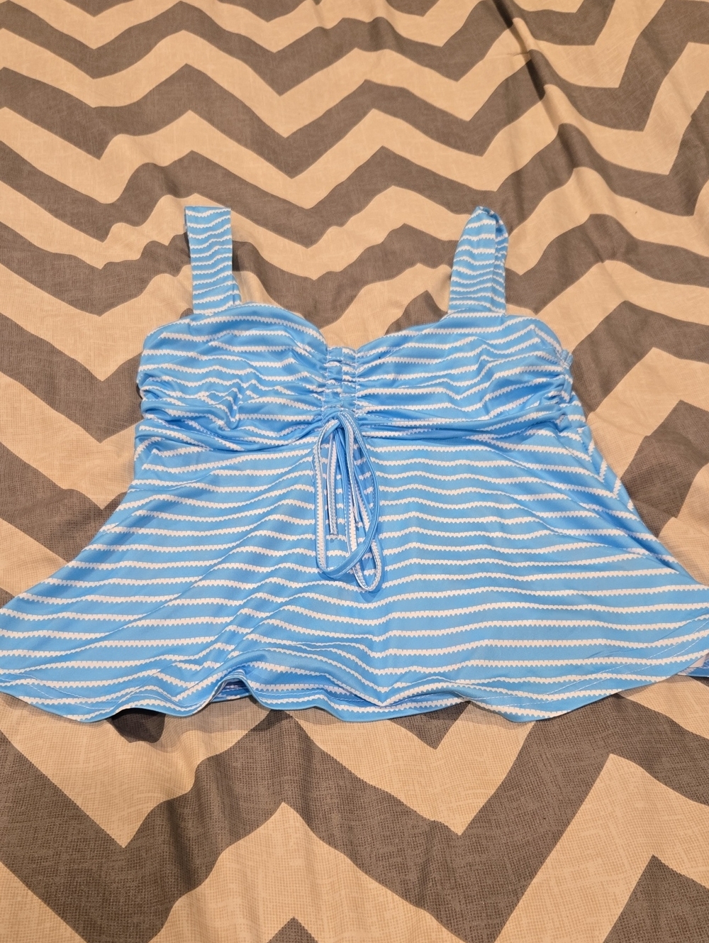 SHEIN Light Blue and White Striped Women's Camisole Tank Top